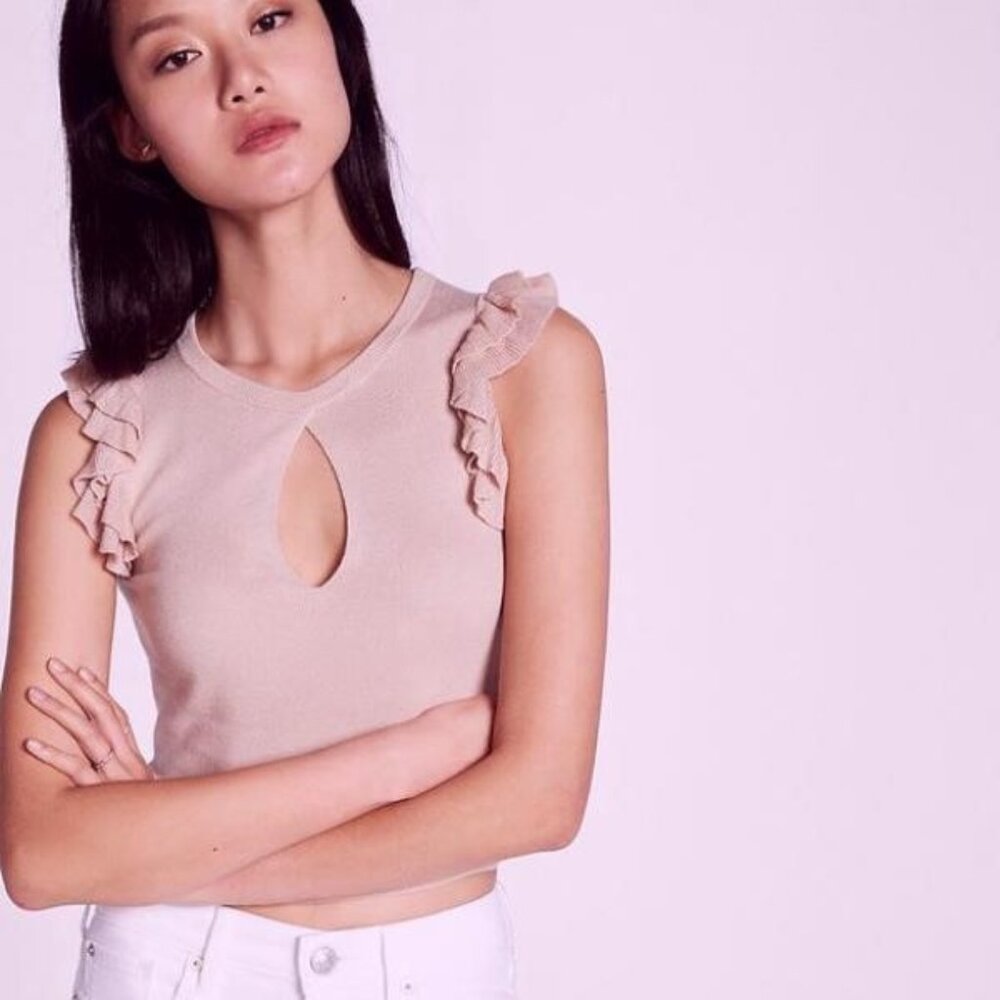 *NWT* Blush Pink Keyhole Neck Sleeveless Knit Semi-Crop Sweater Top - Size XS